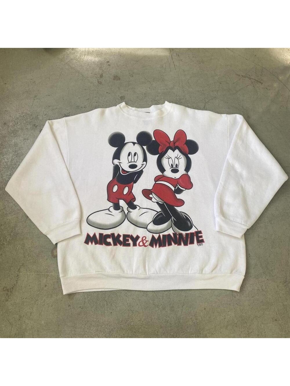 90s Vintage White Mickey and Minnie Disney Crewneck Sweatshirt